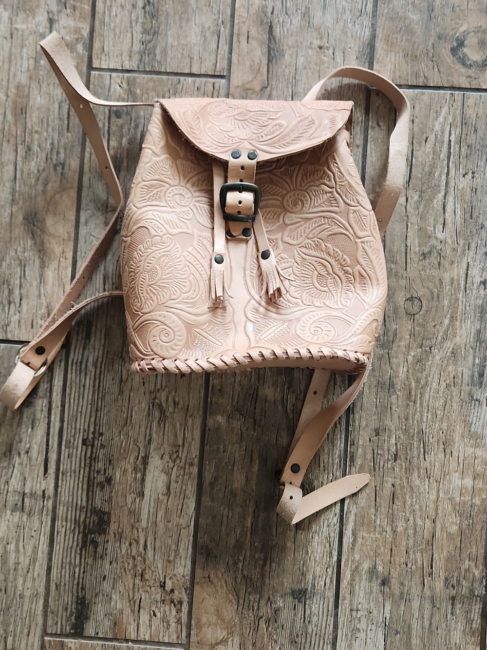 Handmade and hand tooled backpack “Frida Kahlo “ collection limited edition